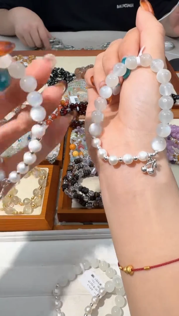 【闪购商品】水晶手链银S925镶嵌A021白月珍珠设计款