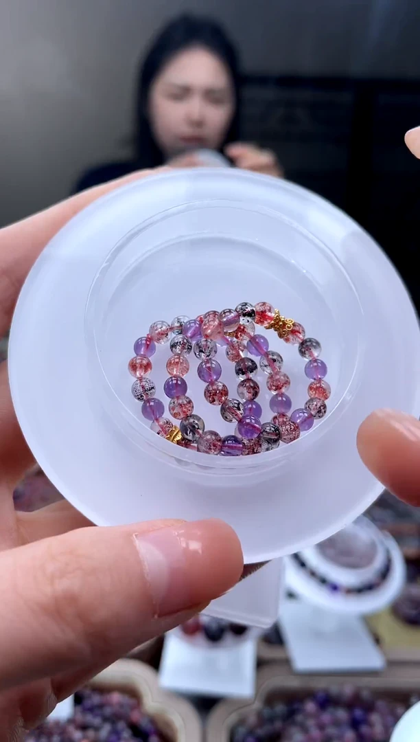 未镶嵌戒指水晶超七金草莓戒指  多样性发一