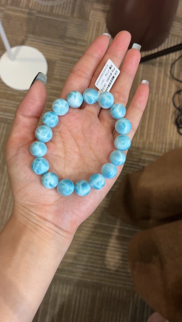 未镶嵌针钠钙石（海纹石）手串多米尼加海纹石手串12m+