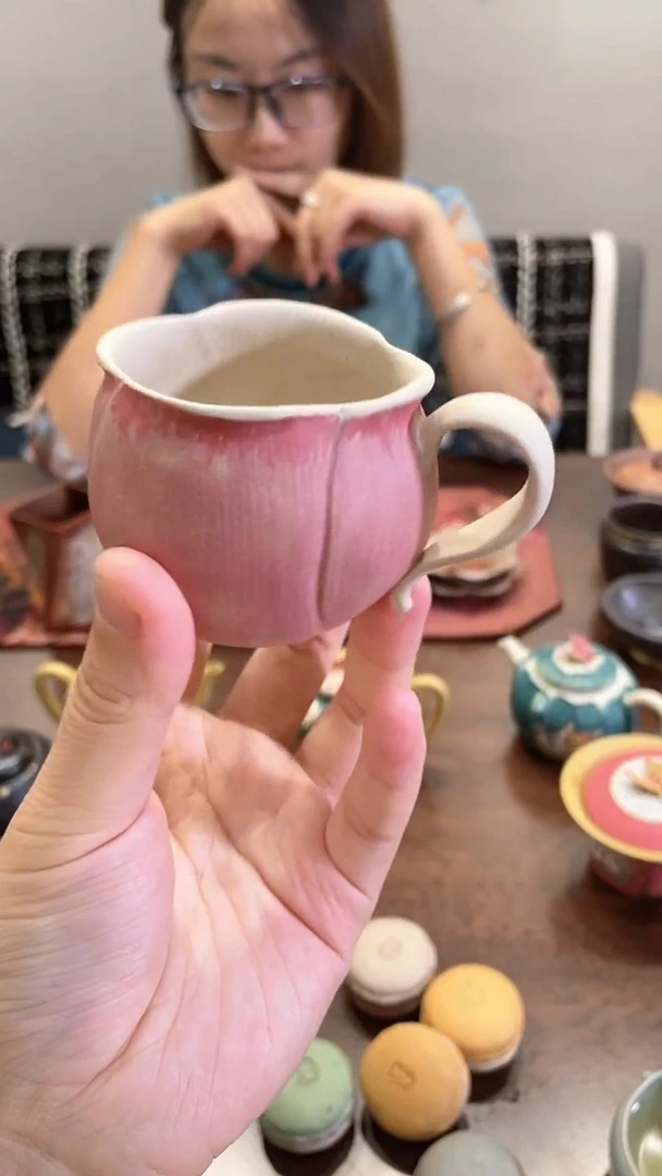 茶壶紫砂粉莲手把杯