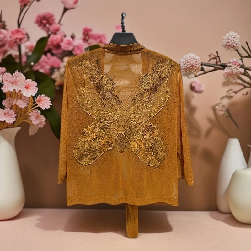 248023新款时尚范高端气质女装短款百搭大码重工显瘦外套外披