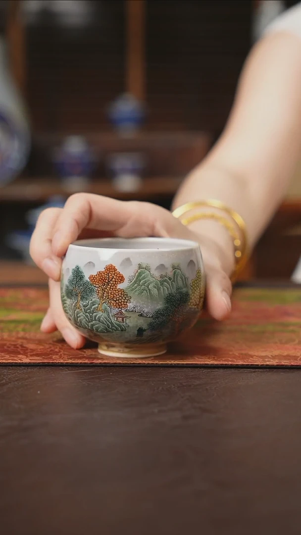 杯景德镇陶瓷杯碗柴烧多人