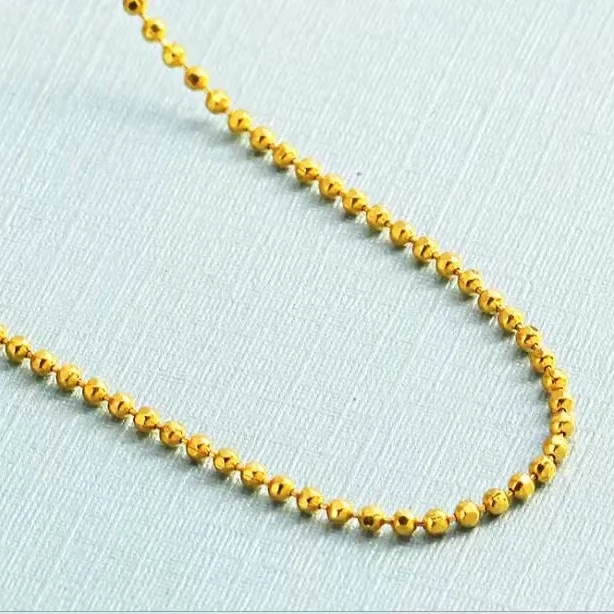 925银银制品 S925银 金色珠珠链（25666）