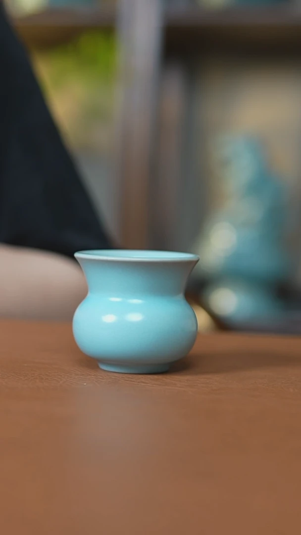 杯仿古天青纯手漱口杯瑕