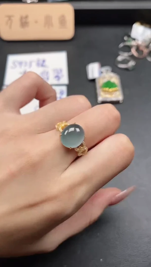 银S925镶嵌戒指翡翠51511