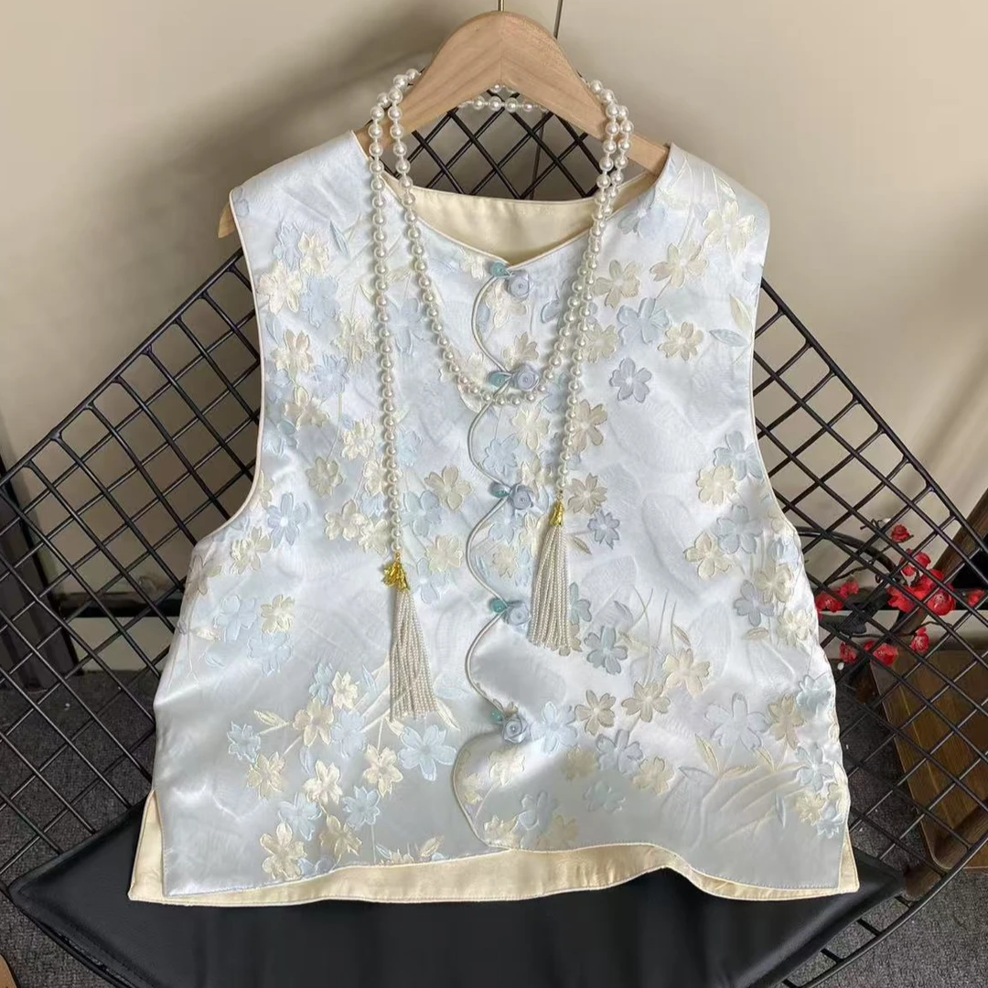 【樱花落】新中式中国风马甲女春季爆款提花轻奢高级感上衣马夹