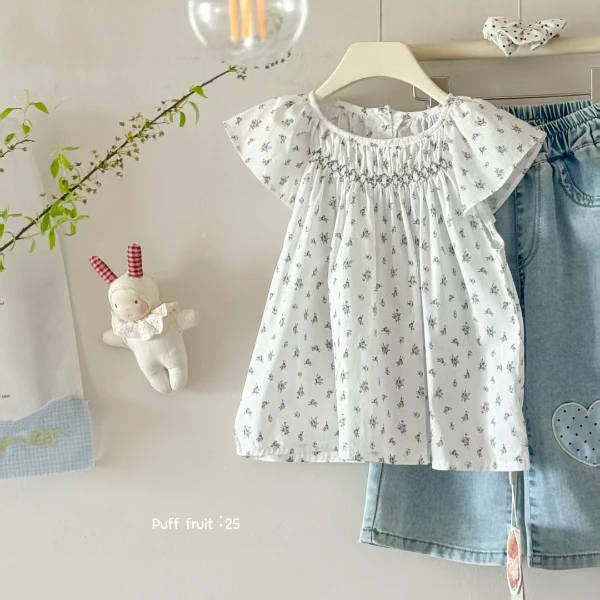 PF-8315-儿童夏季新款时尚洋气纯色百搭宽松韩版上衣