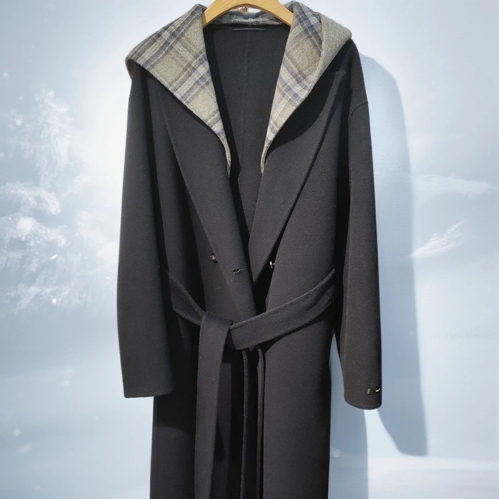 冬季新款连帽慵懒气质羊毛中长双面大衣来双十一解锁秋冬穿搭