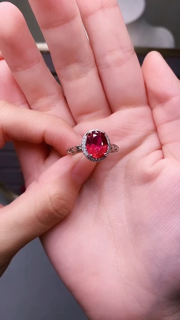 银S925镶嵌戒指红宝石178