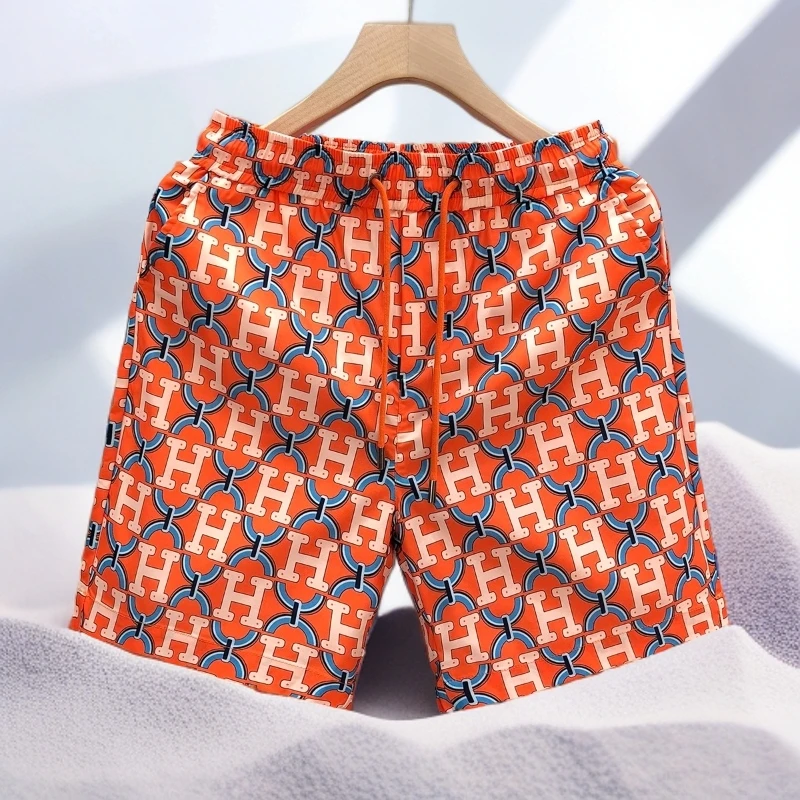 昆加希毕轻奢洋气花短裤男薄款五分裤夏季新款男士居家旅游沙滩裤