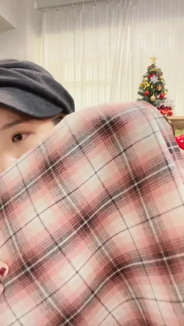 棉1米 裸粉色白格涤棉布 热卖款