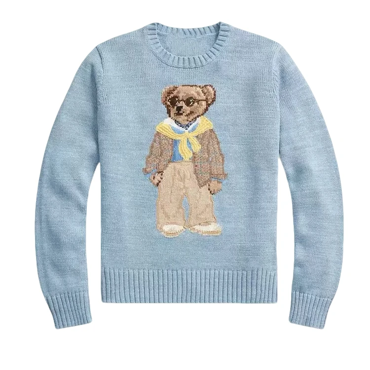 针织休闲风常规款女毛针织衫卡通小熊春秋冬休闲打底衫