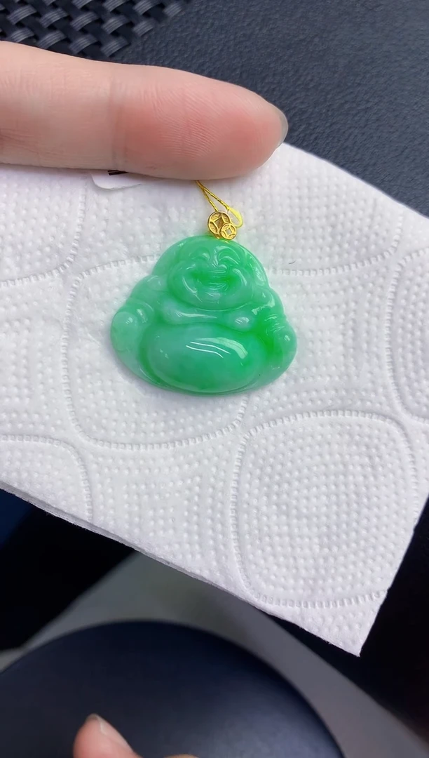 颈饰18K金镶嵌翡翠天然翡翠缅甸A货