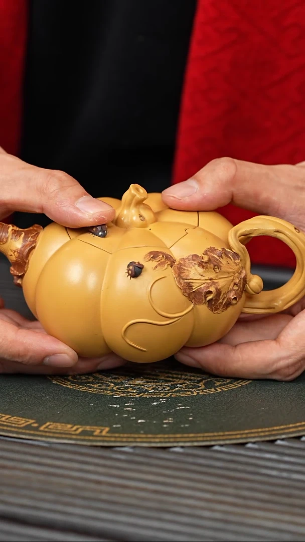 【闪购商品】紫砂茶壶CYL 黄金朱泥 南瓜 260cc