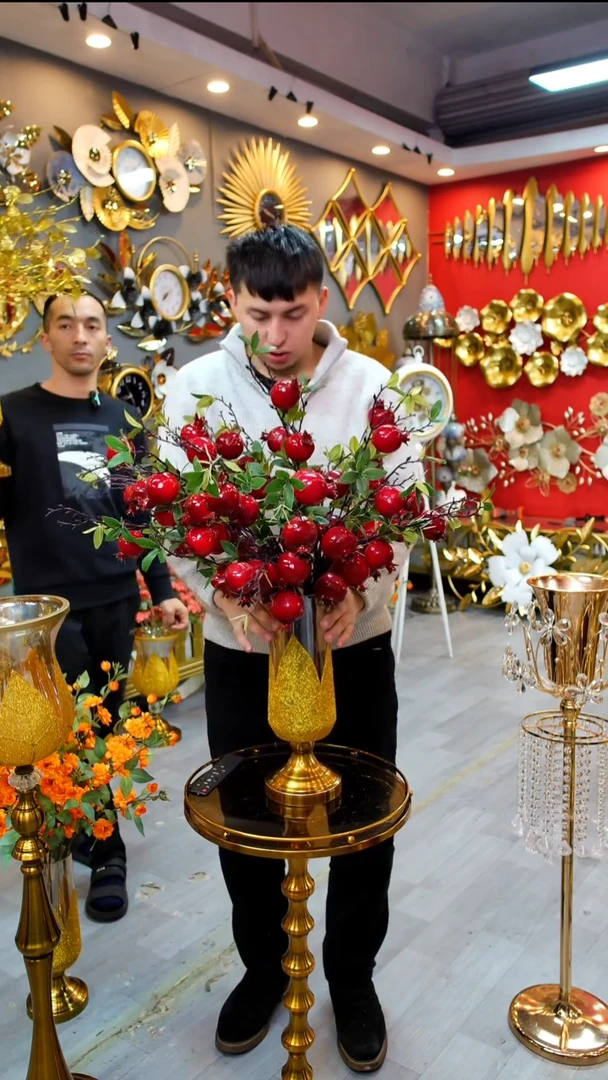 毛绒石榴花加花瓶10个