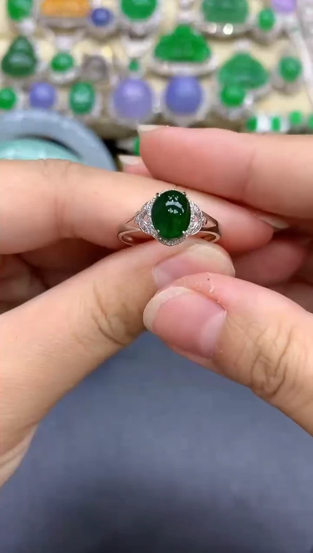 18K金镶嵌戒指翡翠354-中国好珍宝