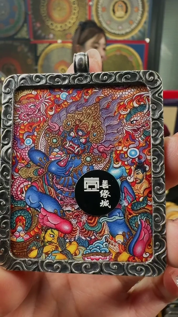 吊坠 壹善缘城手绘唐卡黑C