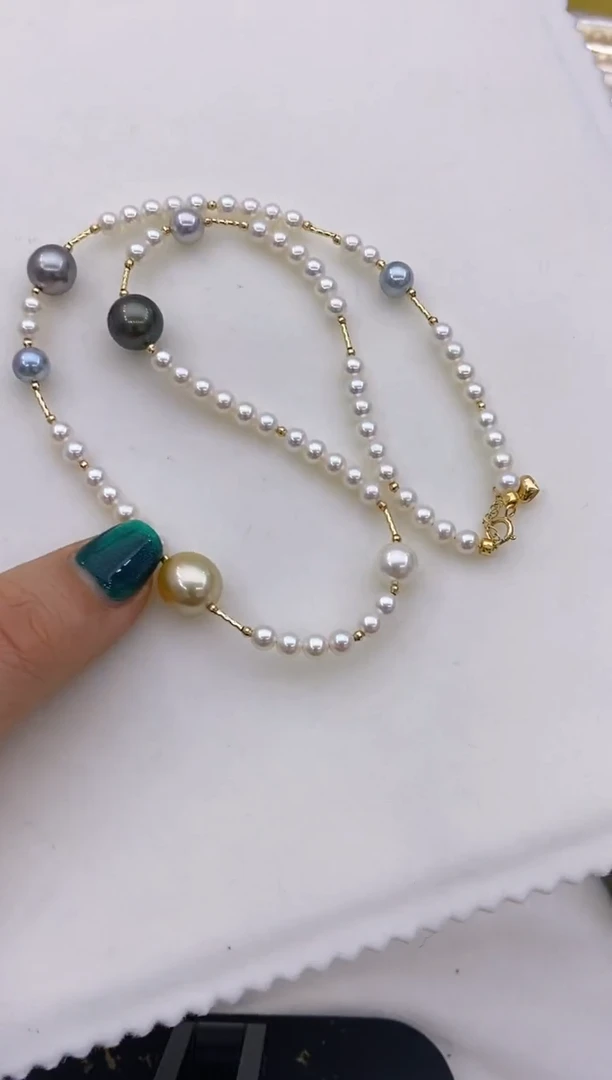 【闪购商品】海水珍珠项链18K金镶嵌168 4-11mm