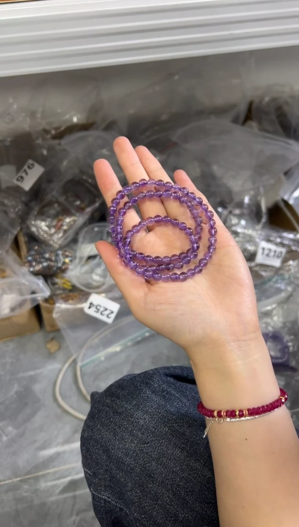 水晶手链未镶嵌紫水晶圆珠多圈手链[1210]