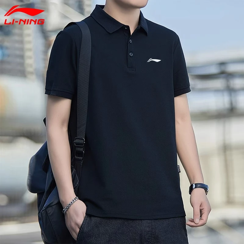 李宁POLO衫男士夏季薄款棉质上衣透气T恤男翻领运动商务休闲短袖