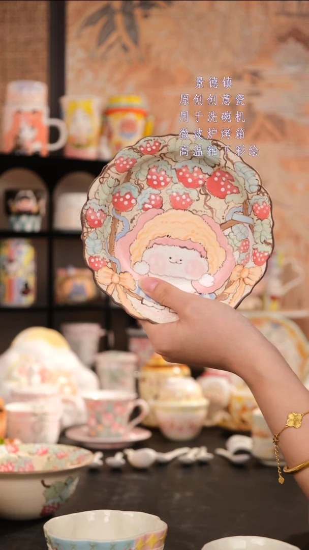 摆件景德镇手工手绘设计师款