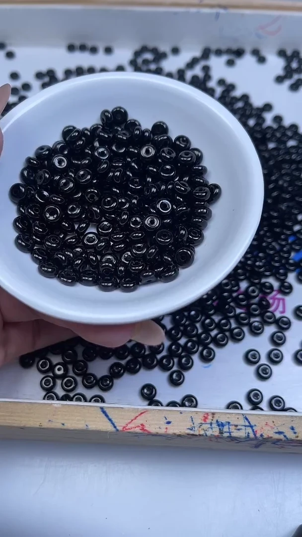 未镶嵌散珠玛瑙/玉髓B365 黑玛瑙算盘3*6mm30个8.8元