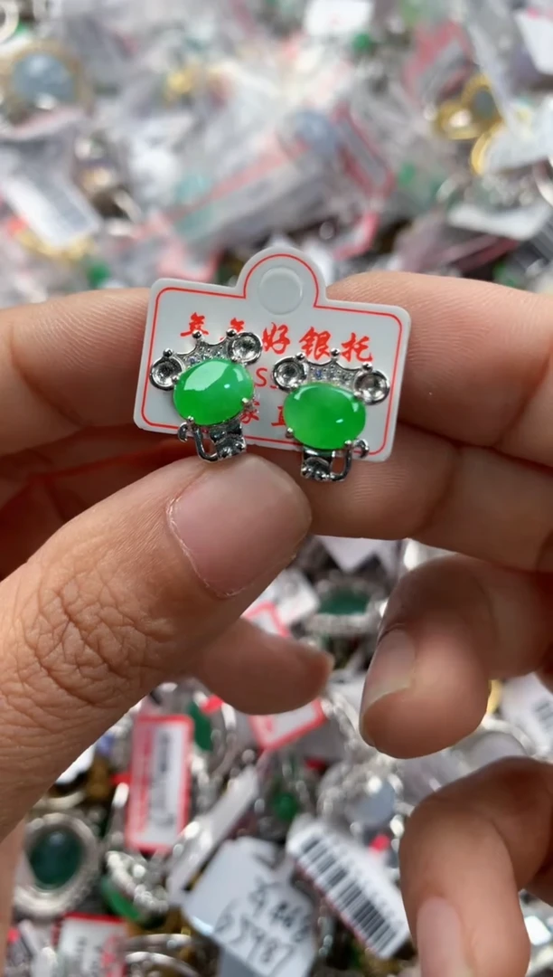 银S925镶嵌戒指翡翠666-----1