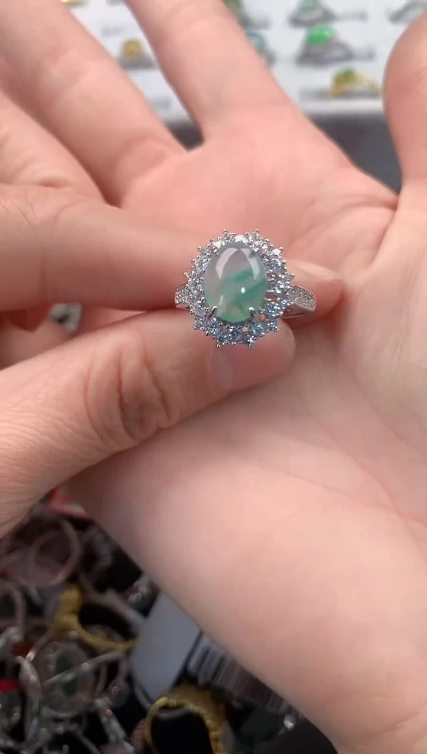 银S925镶嵌戒指翡翠777   7