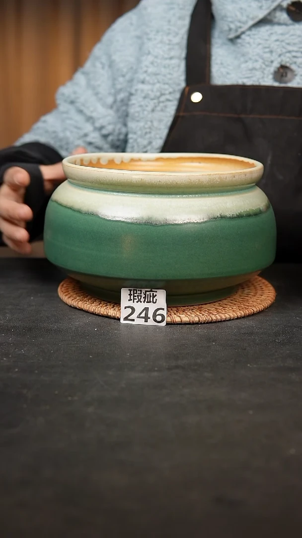 【闪购商品】瓷片246泥泥手工花盆口17高12