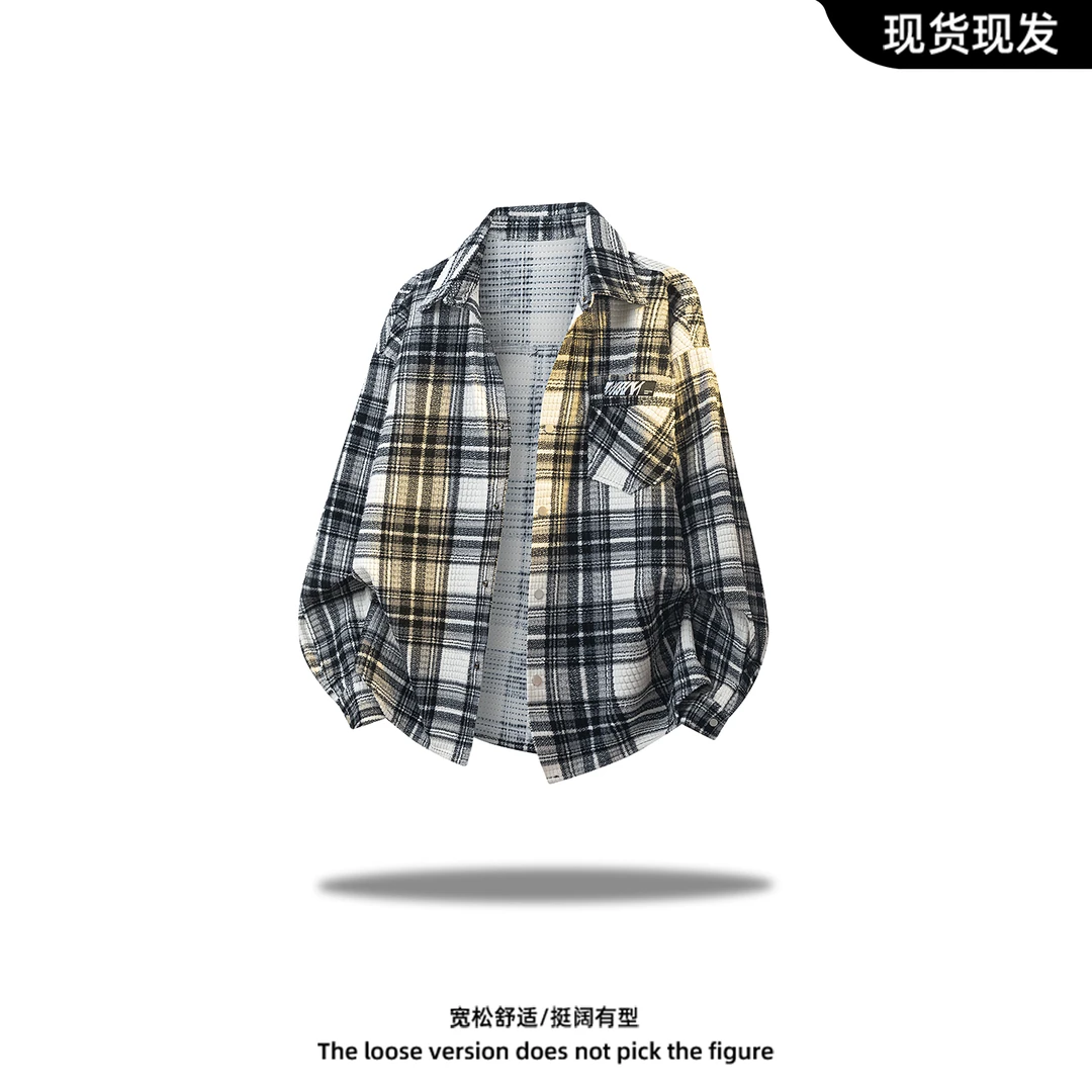复古百搭格子衬衫男活力时尚宽版大码衬衣潮流休闲上衣外套保暖