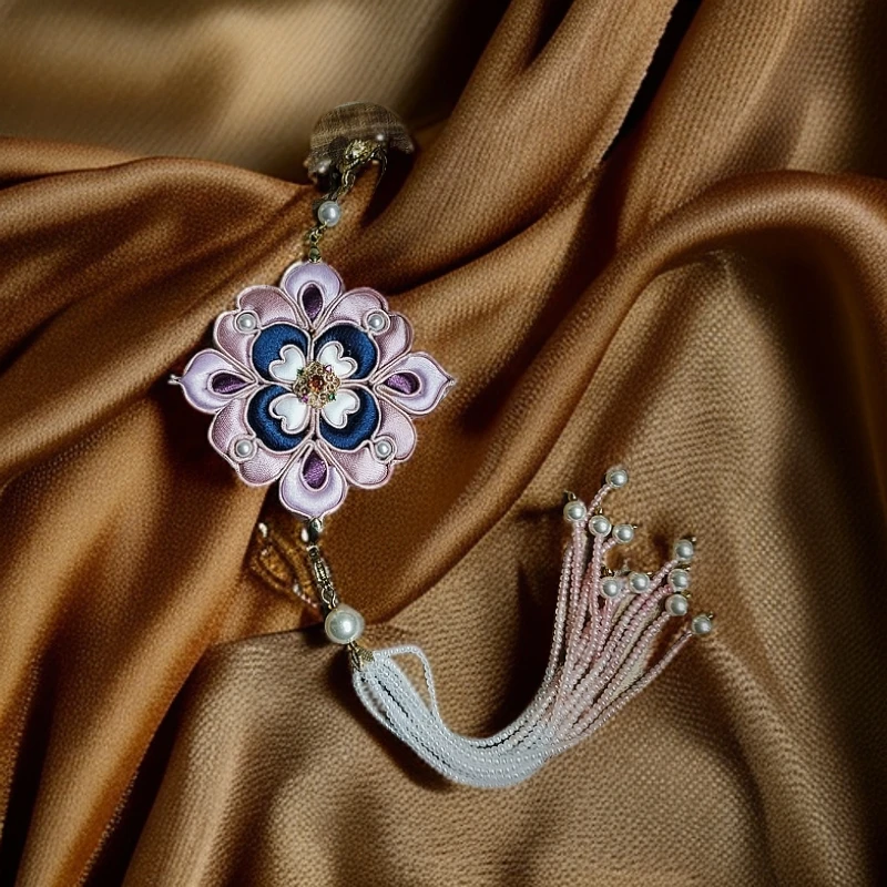 非金属布艺胸针 宝相花原创手工盘扣压襟新中式旗袍汉服配饰百搭