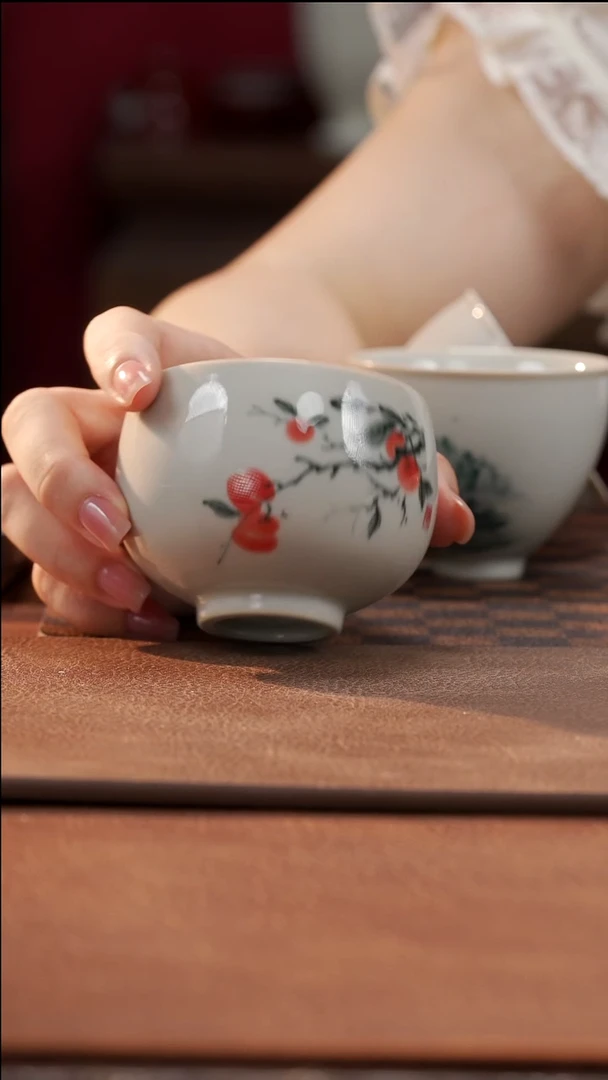 柴烧禅定杯-柿柿如意