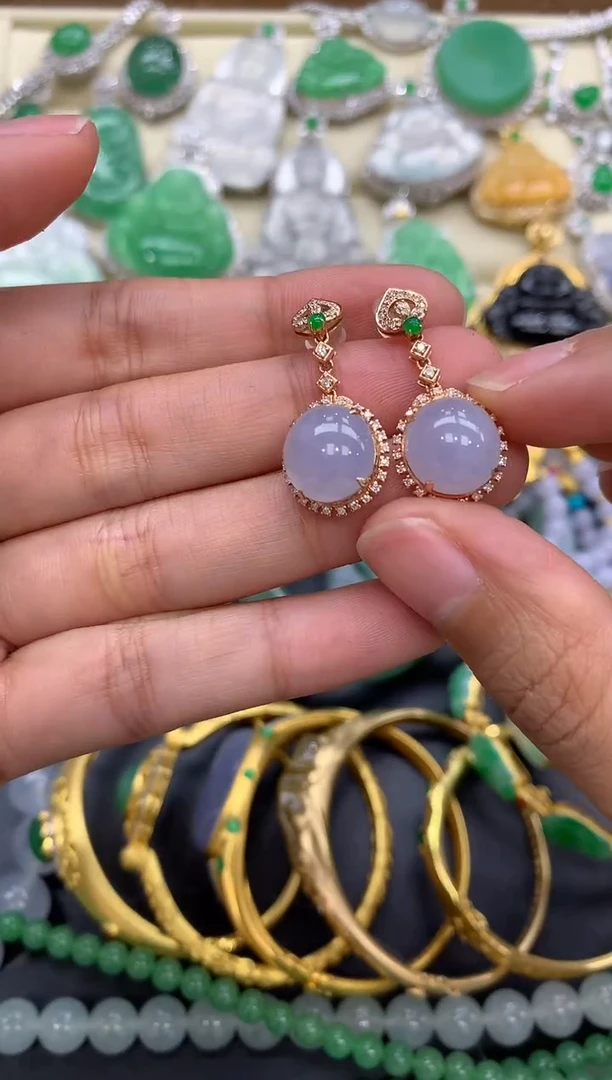 【闪购商品】翡翠耳饰18K金镶嵌244-中国好珍宝