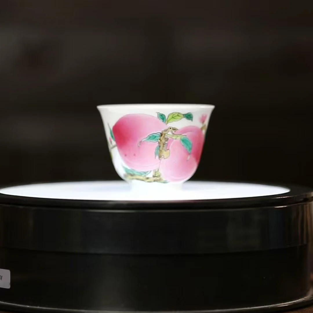 1.4a/M304C5/陶瓷粉彩桃子撇口杯