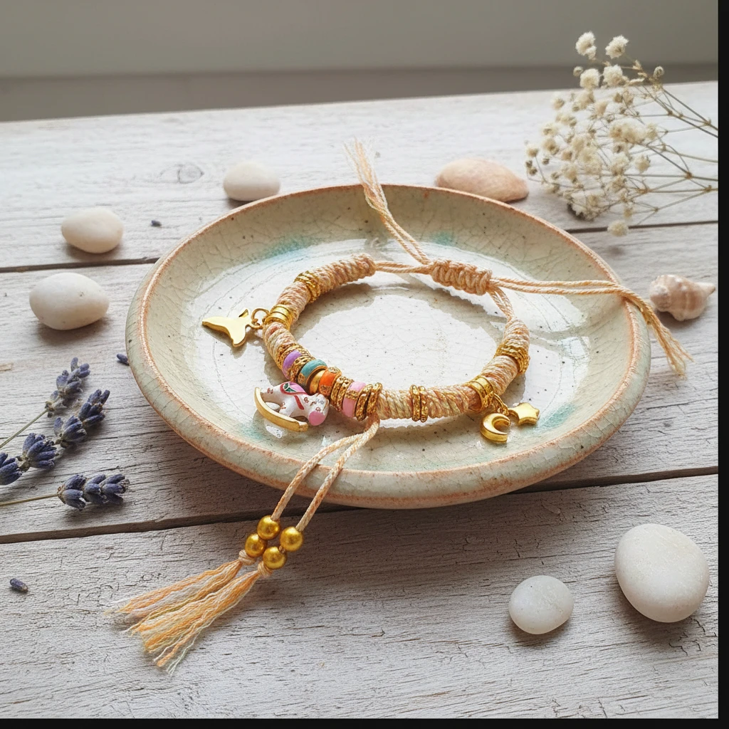 铜合金布艺手链 布艺手串手编彩色木马盘缠跑环手链星星月亮手链