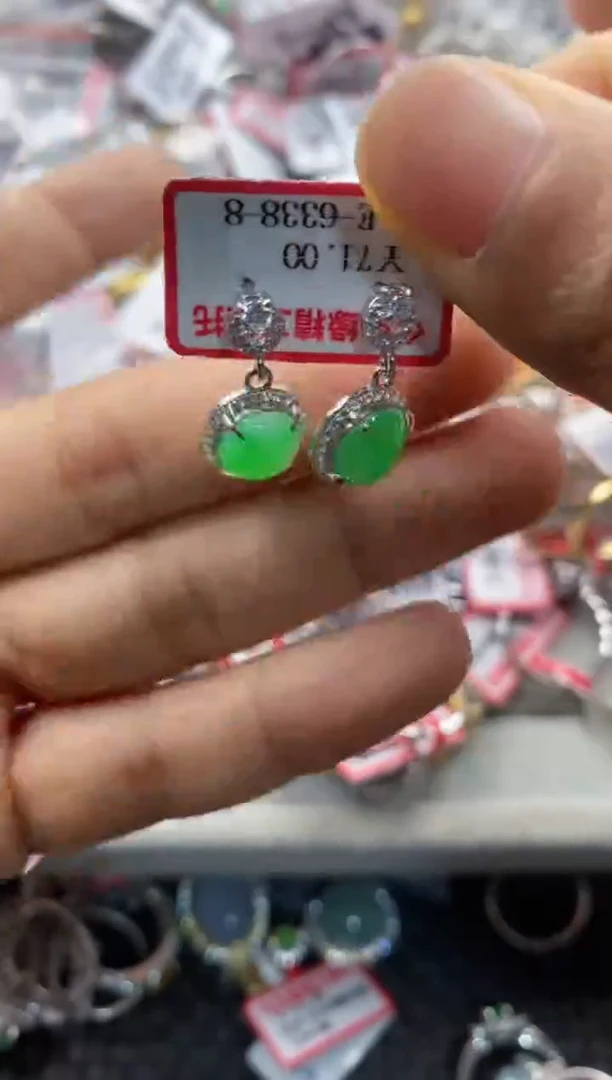银S925镶嵌戒指翡翠111             7