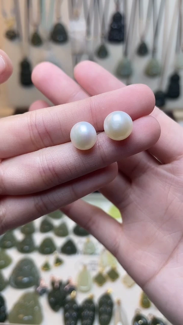 银S925镶嵌耳钉淡水珍珠1