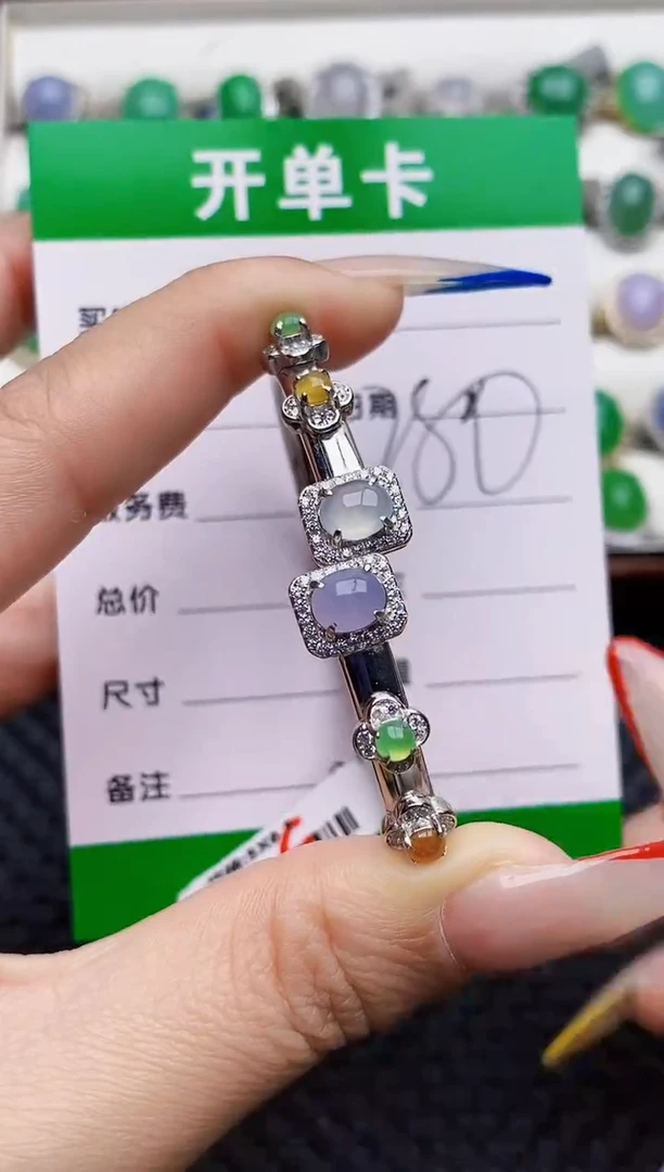银S925镶嵌戒指翡翠0178