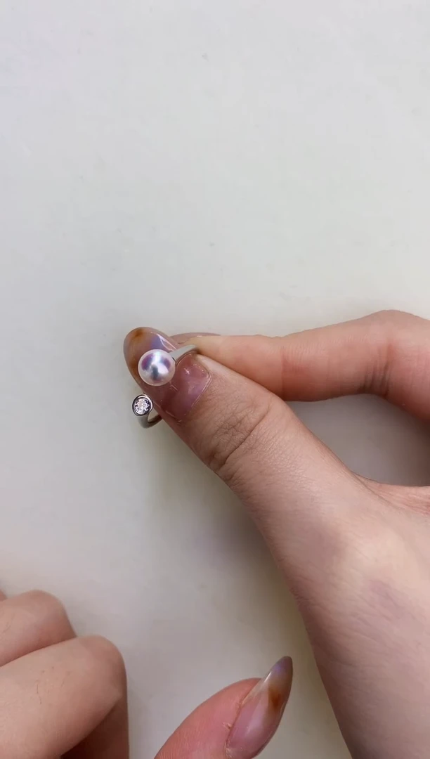 银S925镶嵌DA海水珍珠 GD033 akoya戒指