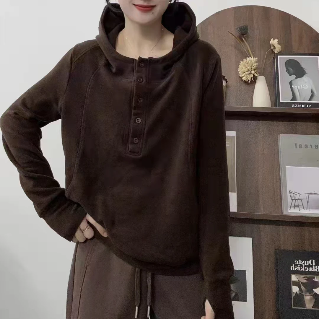 8260新款加绒加厚冬季简约休闲百搭连帽卫衣