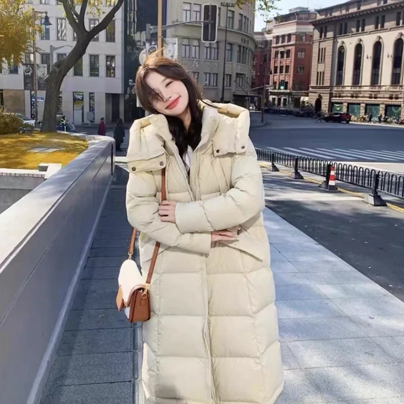 2024新款极寒系连帽百搭白鸭绒加厚羽绒服外套女