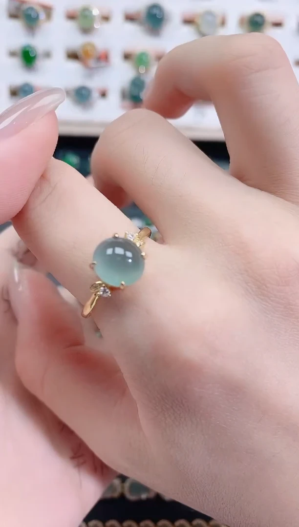 银S925镶嵌戒指翡翠天然翡翠