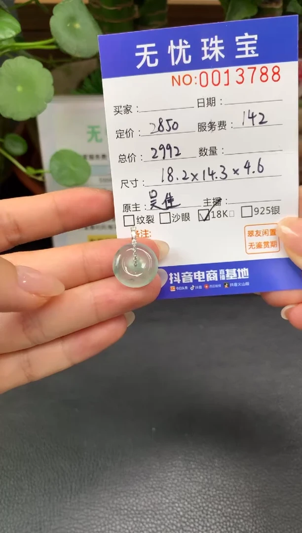 18K金镶嵌定制翡翠不****财Z349