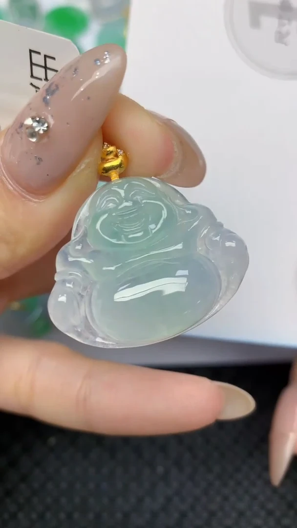 颈饰18K金镶嵌翡翠天然缅甸翡翠a货百元以上9元证书费自理