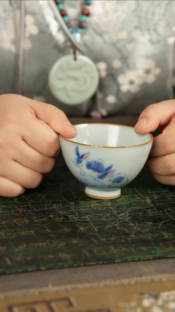 善窑厂汝窑月白鸡心杯