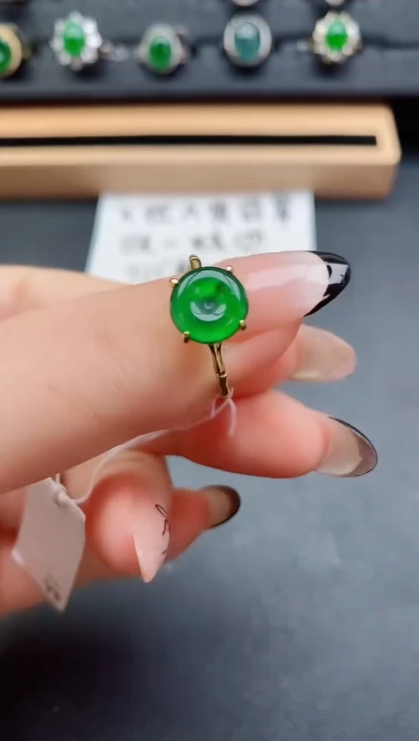 翡翠戒指银S925镶嵌50850