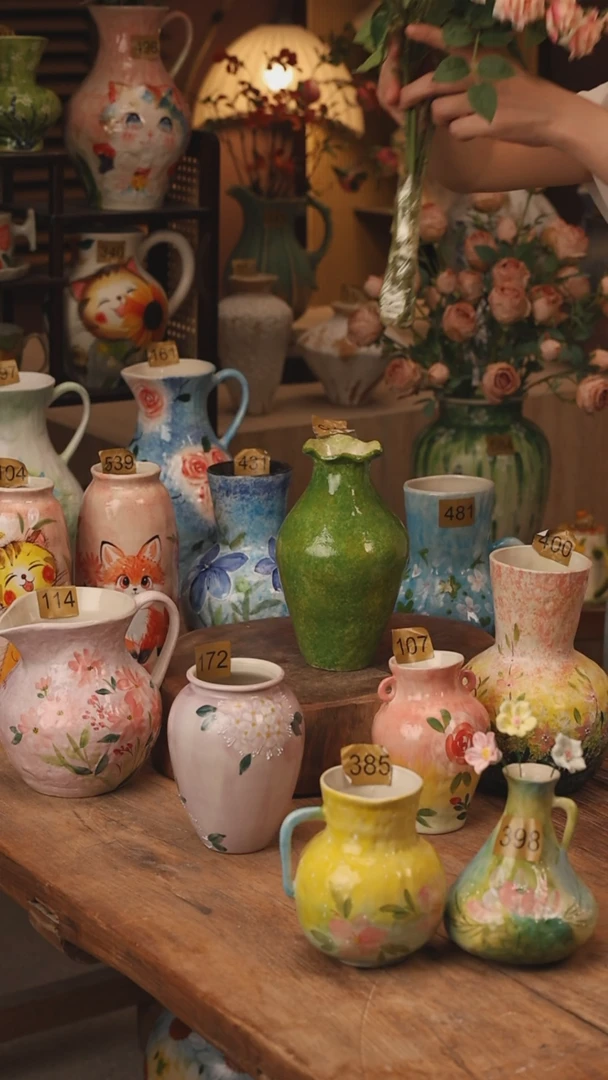 陶瓷景德镇设计师手作花器摆件侘寂风073