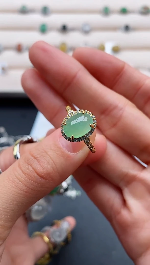 银S925镶嵌戒指翡翠666666+9