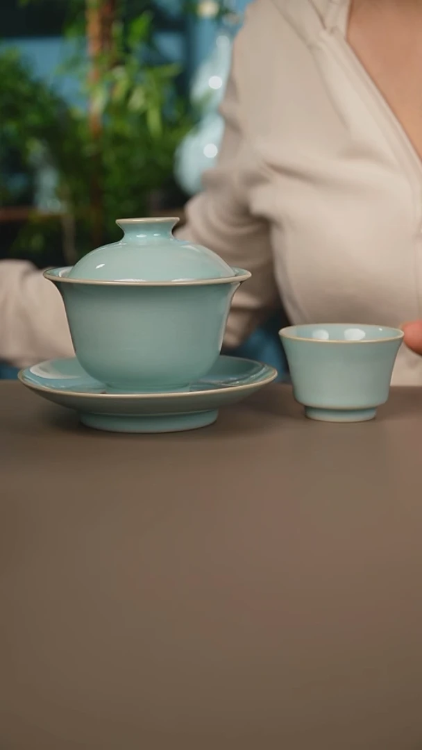 省工赵志强盖碗微暇送杯子