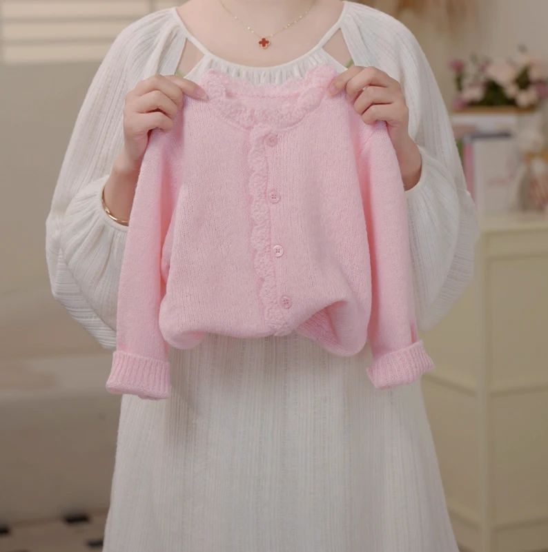 【现货】2025春季韩版女童针织花边开衫250315B-0310C